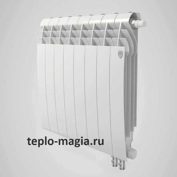 Биметаллический радиатор нижнее подключение Royal Thermo BiLiner 500 VD - 8 секц. Bianco Traffic