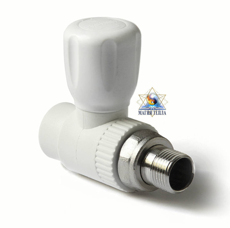 Шаровой кран полипропиленовый для радиатора прямой PRO AQUA 20 x 1/2