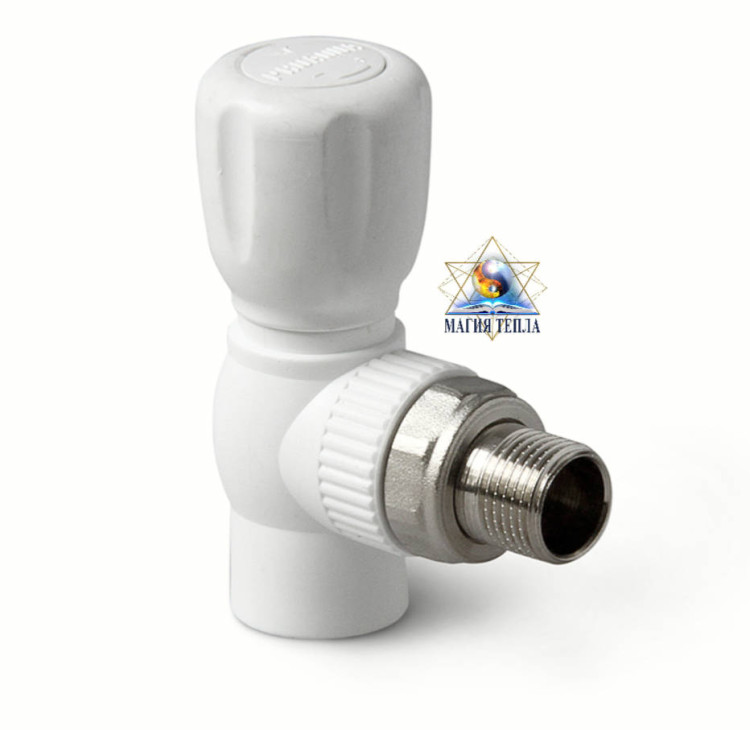 Шаровой кран полипропиленовый для радиатора угловой PRO AQUA 25 x 3/4