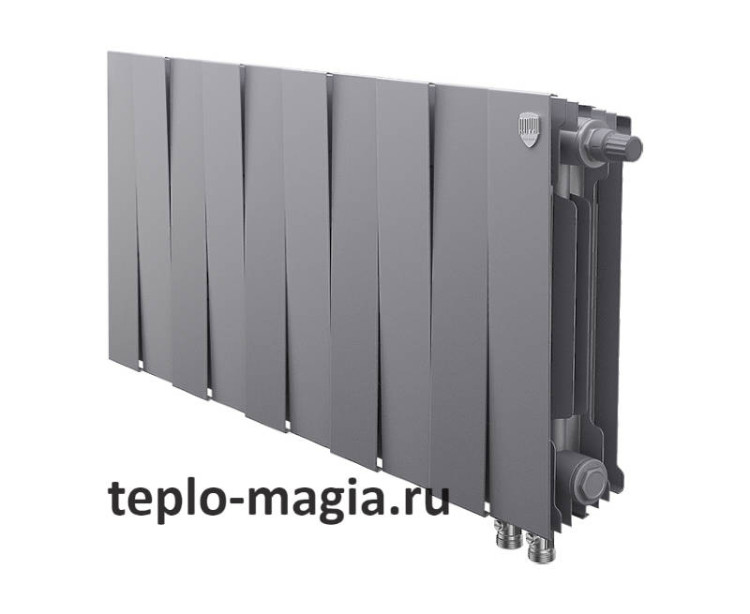 Биметаллический радиатор нижнее подключение Royal Thermo PianoForte 300 VD - 10 секц. Silver Satin