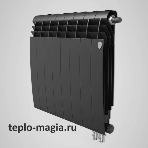 Биметаллический радиатор нижнее подключение Royal Thermo BiLiner 500 VD - 10 секц. Noir Sable