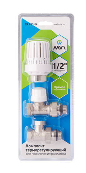 Комплект прямой 1/2"терморегулирующий 3 в 1 MVI(2клапана+термоголовка)